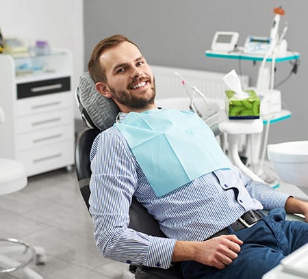 A dental patient waiting for tooth extraction